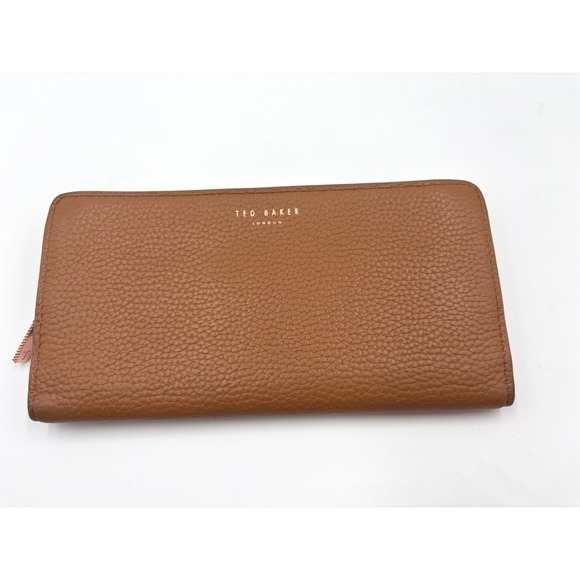 Ted Baker London Brown Leather Zip Around Continental Wallet Purse - Picture 1 of 11